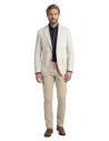 Ecru herringbone cotton and linen blazer