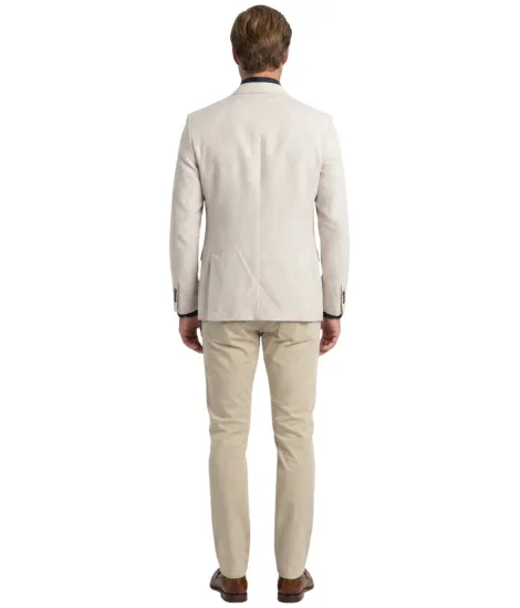 Ecru herringbone cotton and linen blazer 2