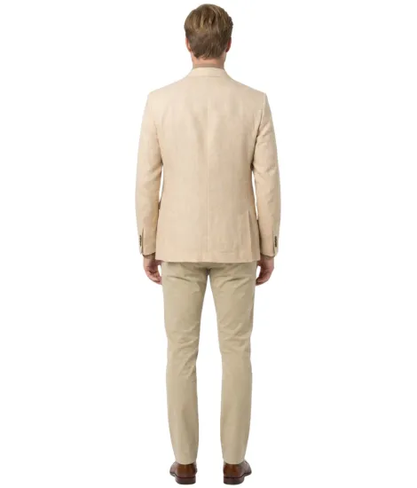 Beige herringbone cotton and linen blazer 2