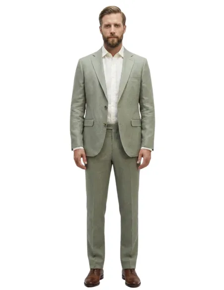 Green linen suit
