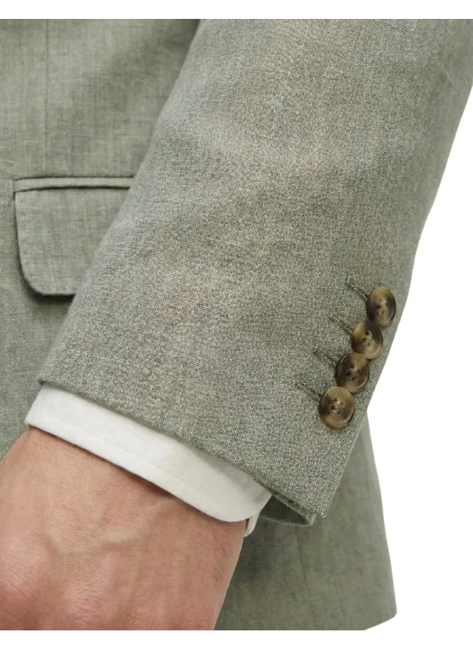Green linen suit