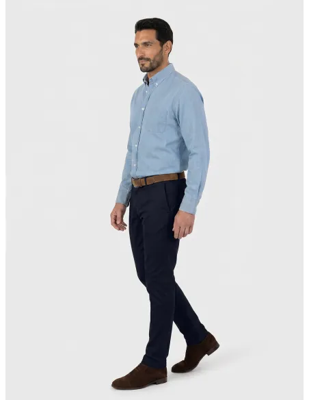 NAVY BLUE COTTON PANTS | JOHN TWEED TAILORED