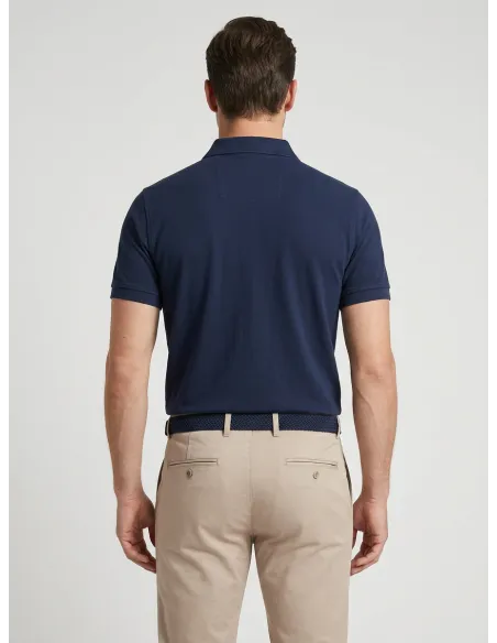 DARK BLUE PIQUE POLO | JOHN TWEED TAILORED