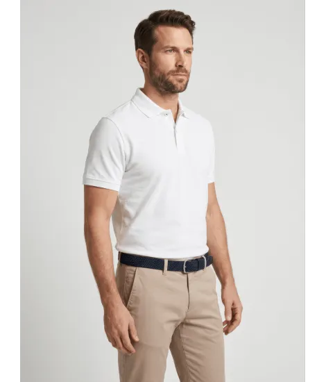 WHITE PIQUE POLO | JOHN TWEED TAILORED 2