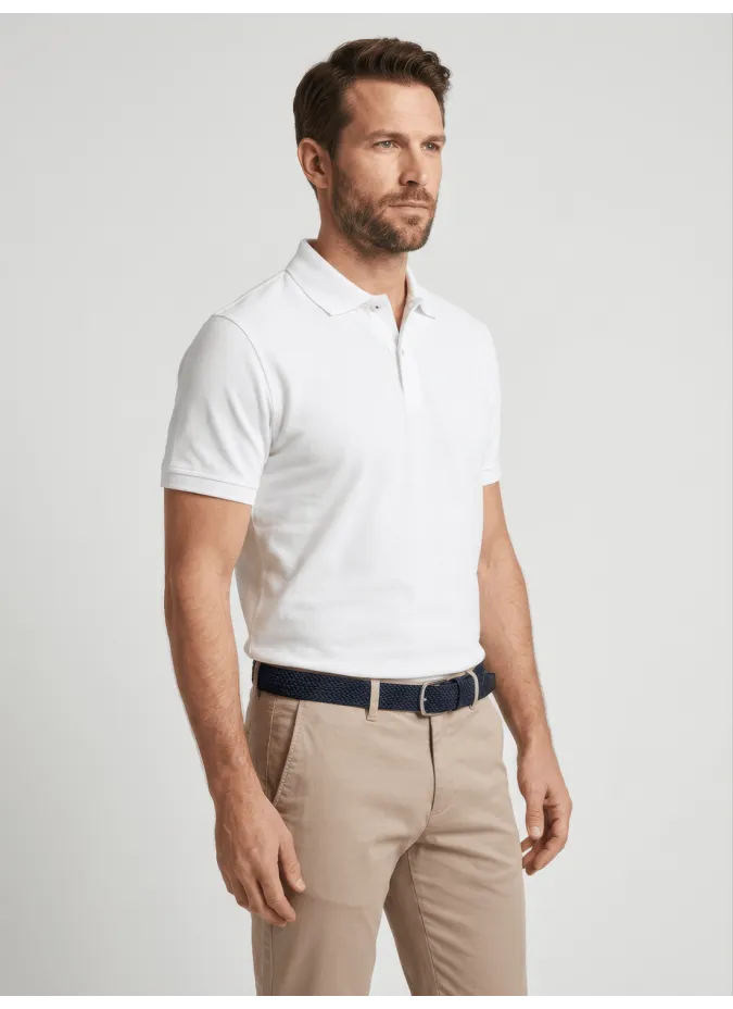 WHITE PIQUE POLO | JOHN TWEED TAILORED