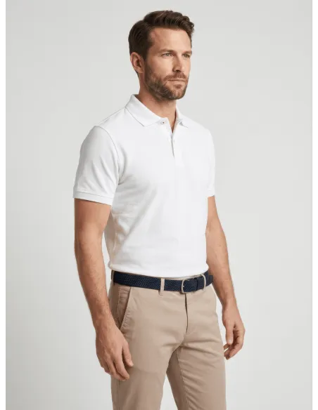 WHITE PIQUE POLO | JOHN TWEED TAILORED