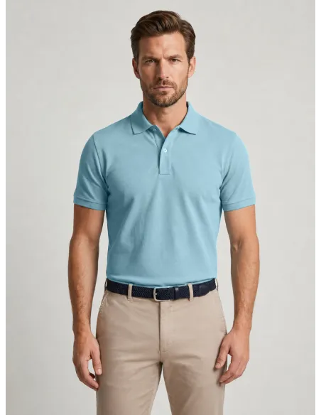 LIGHT BLUE PIQUE POLO | JOHN TWEED TAILORED