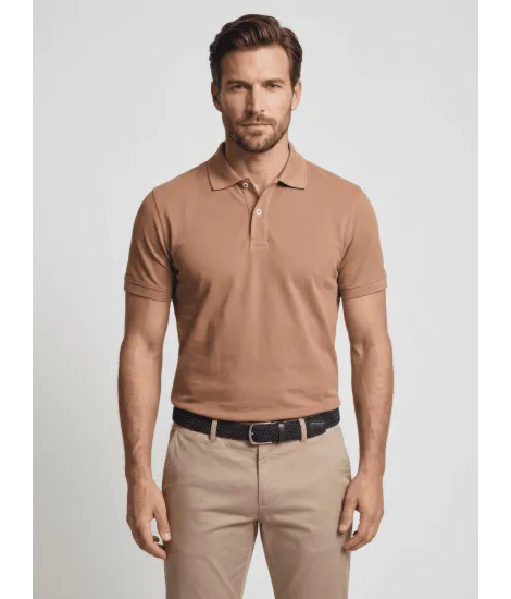 Camel Piqué Polo Shirt