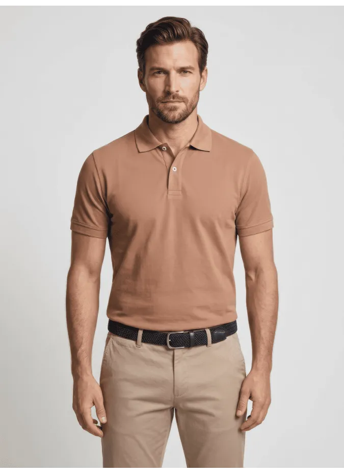 Camel Piqué Polo Shirt
