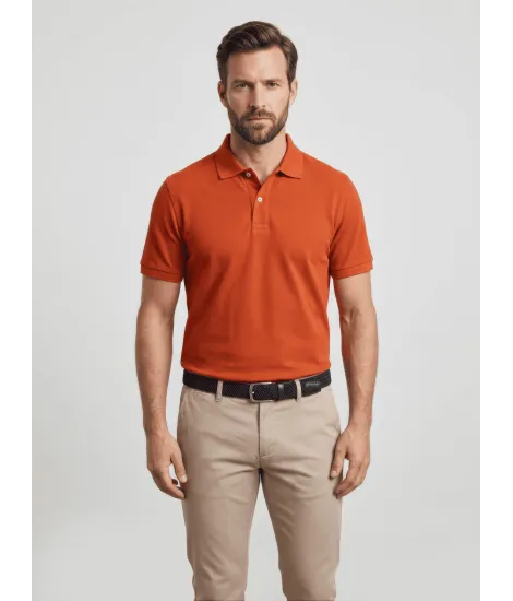 Polo Piqué Laranja | John Tweed Tailored