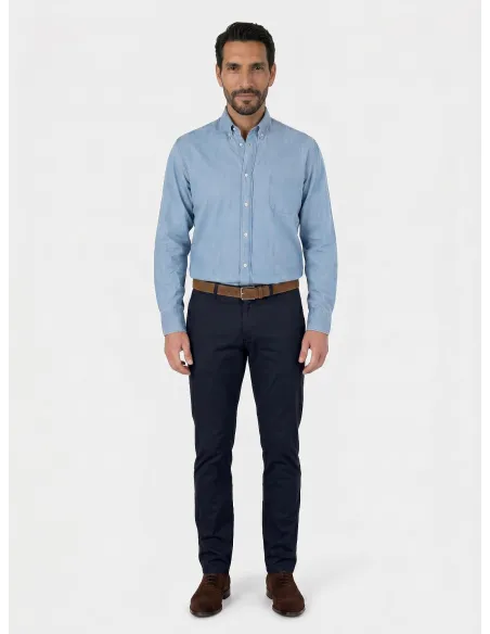 NAVY BLUE COTTON PANTS | JOHN TWEED TAILORED