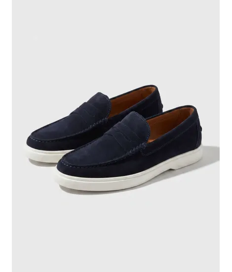 Mocasín azul con suela blanca