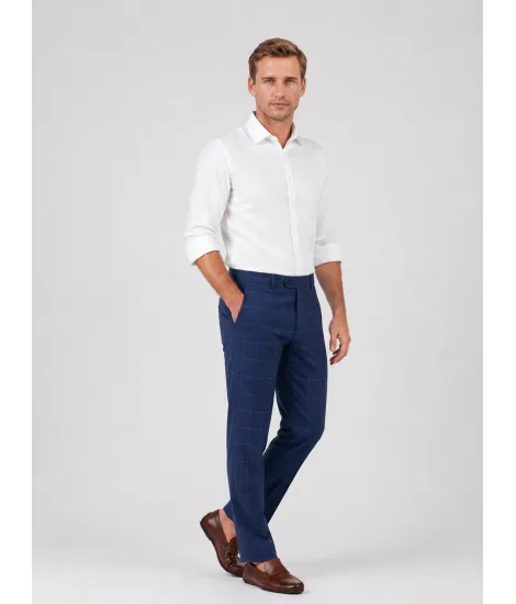 Pantalón de Lana Azul a Cuadros