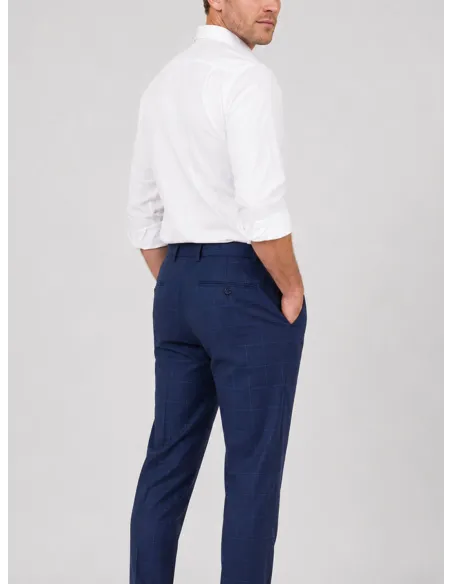 Pantalón de Lana Azul a Cuadros