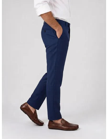 Pantalón de Lana Azul a Cuadros
