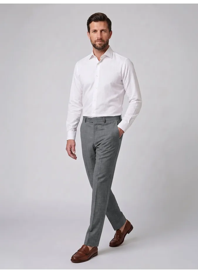 Calça Lã Cinza Quadros