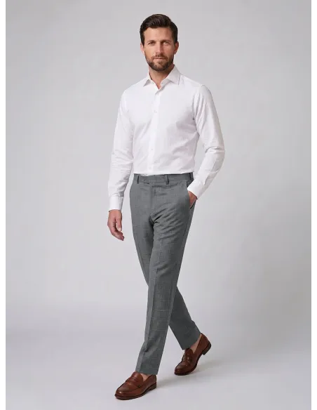 Gray Plaid Wool Trousers