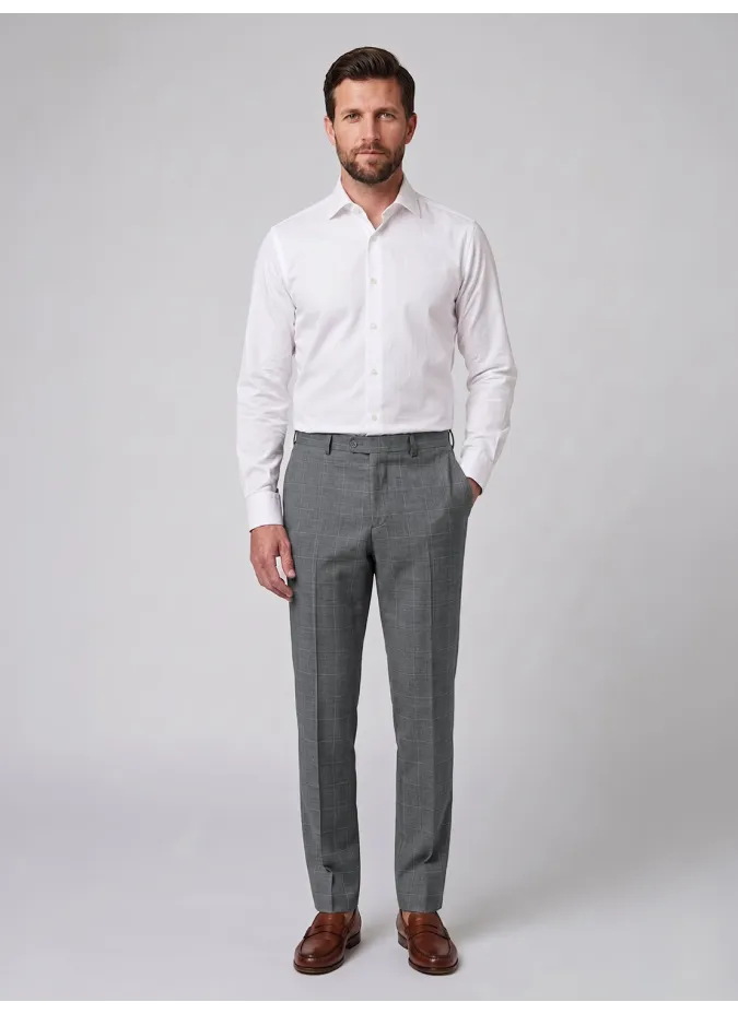 Gray Plaid Wool Trousers