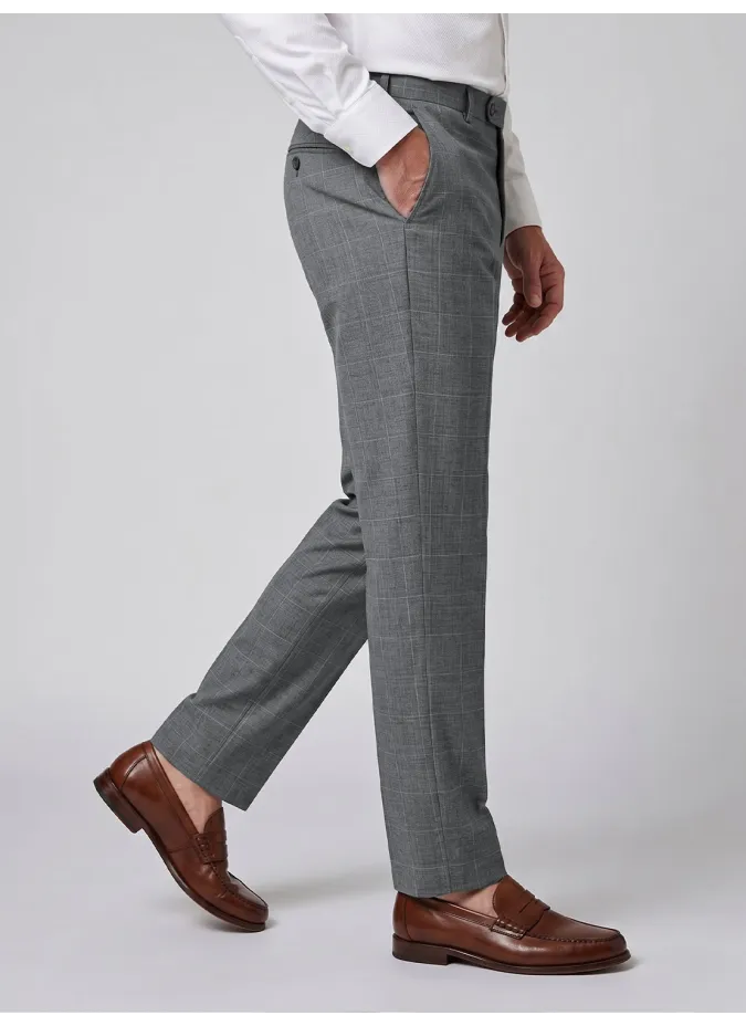 Gray Plaid Wool Trousers