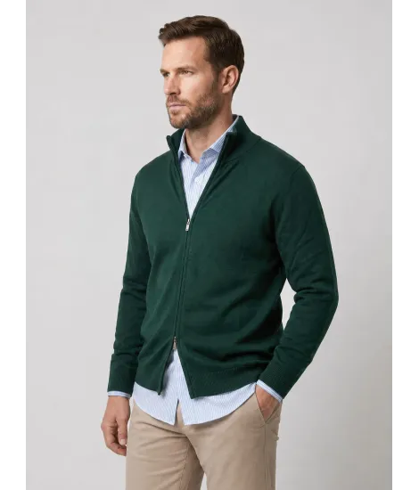 Jersey com Cremallera de Algodón y Cachemir Verdel| JOHN TWEED