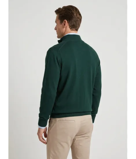Green Cotton and Cashmere Zip Sweater| JOHN TWEED TAILORED 2