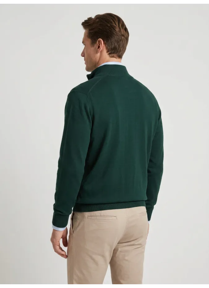 Casaco Zip Algodão/Caxemira Verde | JOHN TWEED TAILORED