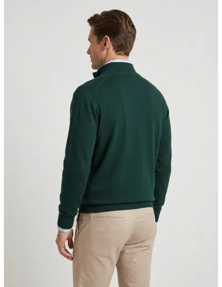 Jersey com Cremallera de Algodón y Cachemir Verdel| JOHN TWEED