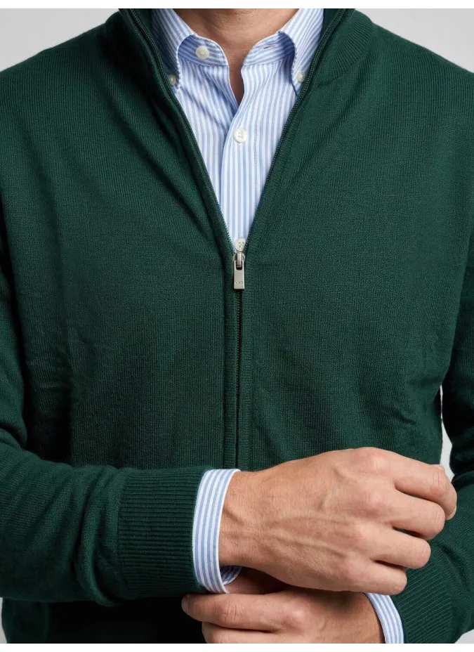 Jersey com Cremallera de Algodón y Cachemir Verdel| JOHN TWEED