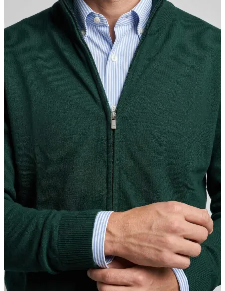 Casaco Zip Algodão/Caxemira Verde | JOHN TWEED TAILORED