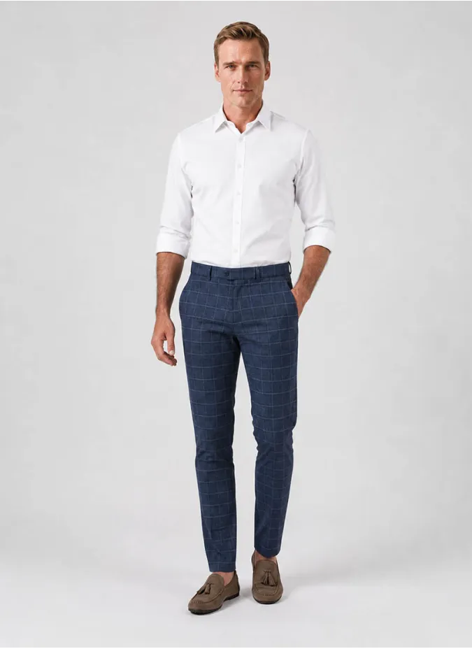 Blue Wool Trousers With Window