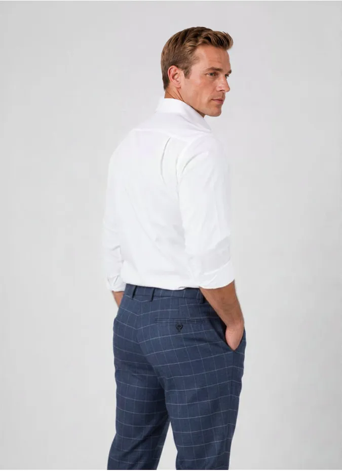 Calça de Lã Azul com Janela