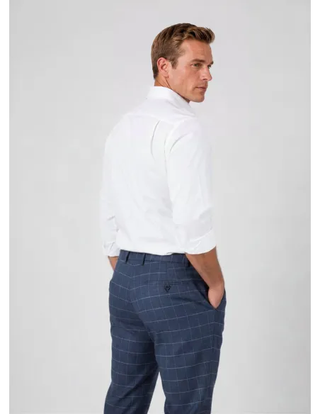 Pantalón de Lana Azul Con Ventana