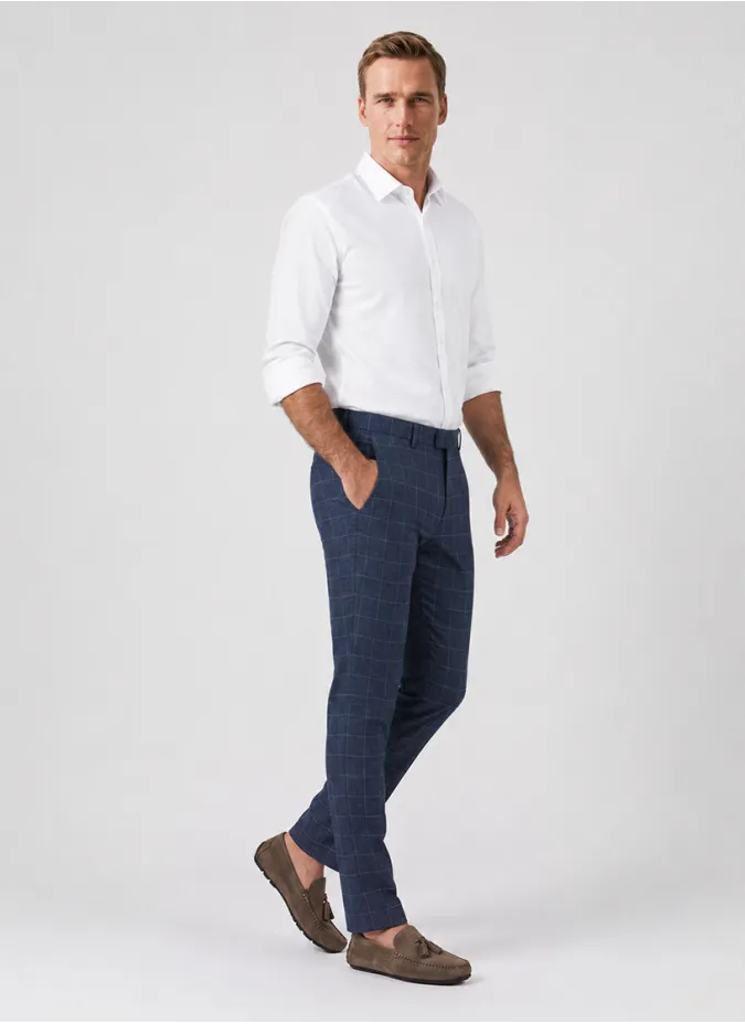 Calça de Lã Azul com Janela