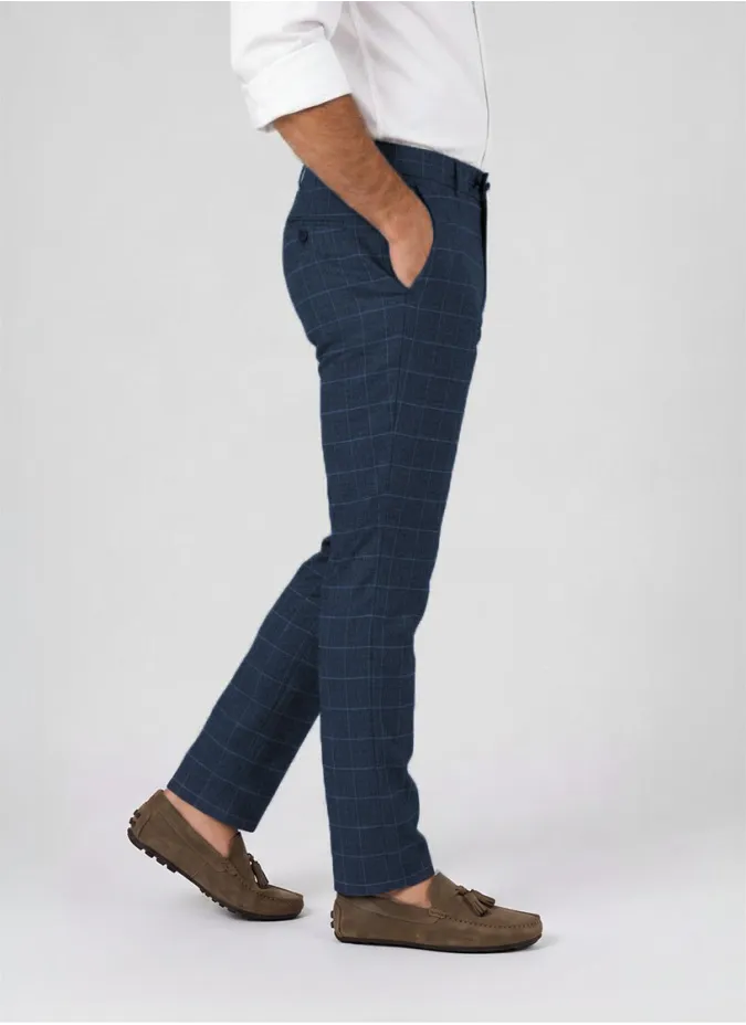 Pantalón de Lana Azul Con Ventana
