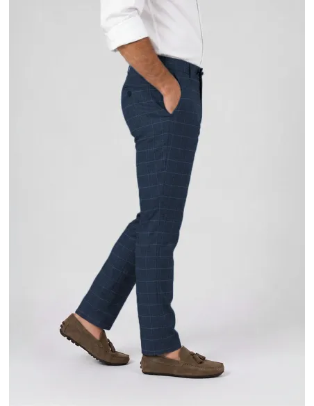 Pantalón de Lana Azul Con Ventana