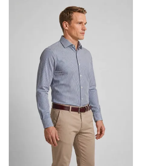 Camisa Clássica Risca Azul