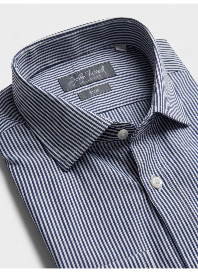Camisa Clásica de Rayas Azules