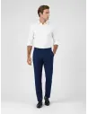 Blue Faux Plain Wool Trousers