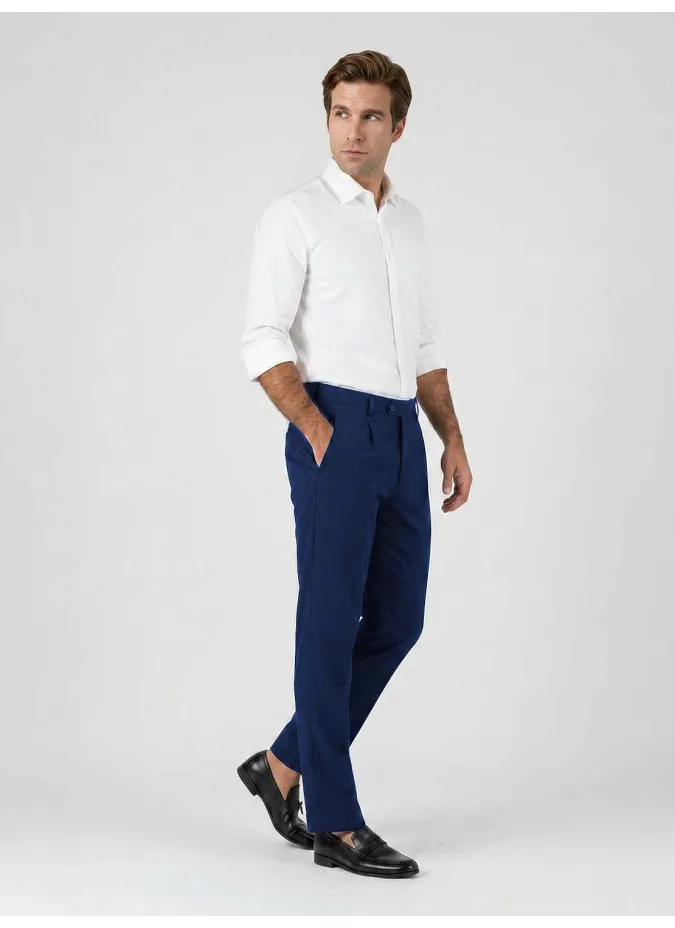 Calça de Lã Azul Falso Liso