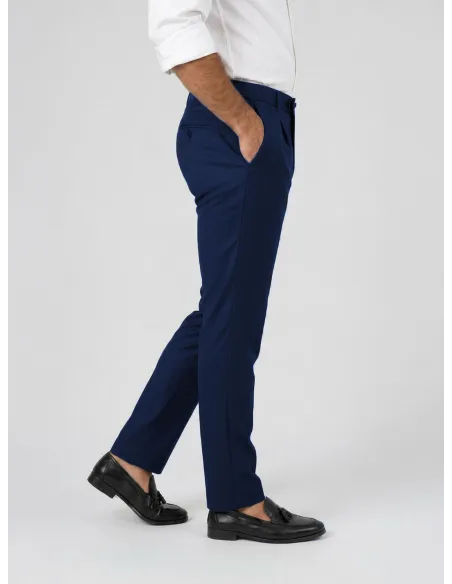 Calça de Lã Azul Falso Liso