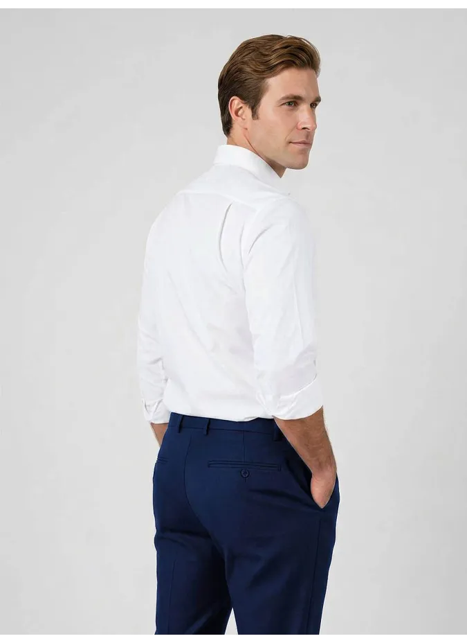 Pantalón de Lana Azul Falso Liso