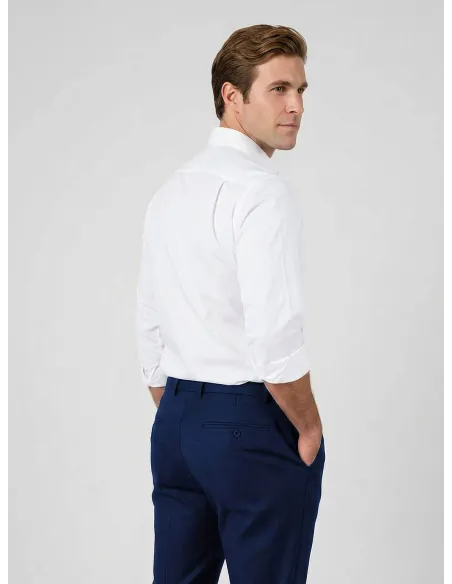 Calça de Lã Azul Falso Liso