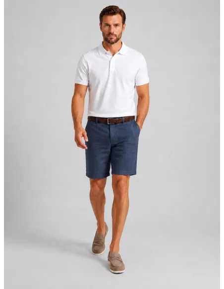Bermuda de Linho Azul Marinho | John Tweed Tailored
