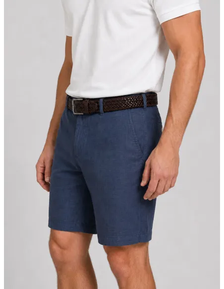 Bermuda de Lino Azul Marino | John Tweed Tailored