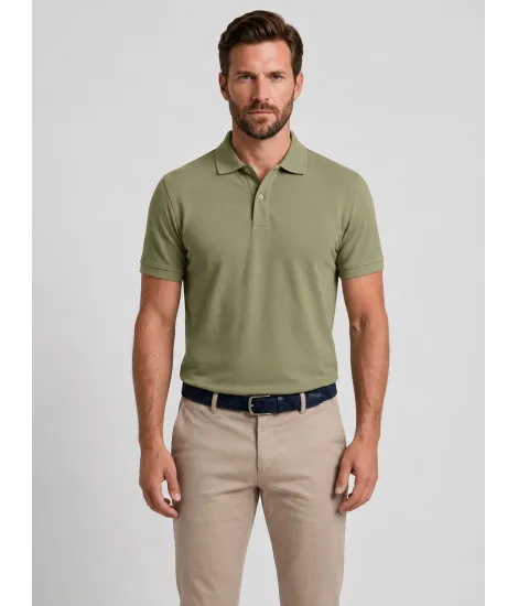 LIGHT GREEN PIQUE POLO | JOHN TWEED TAILORED