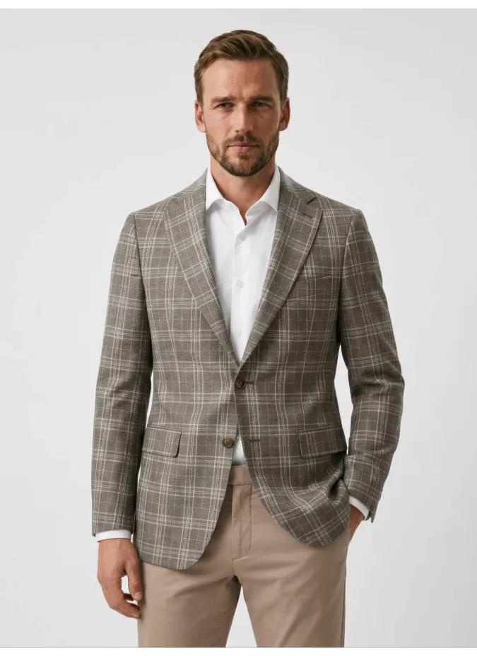 Blazer de Lana de Cuadros Camel | JOHN TWEED