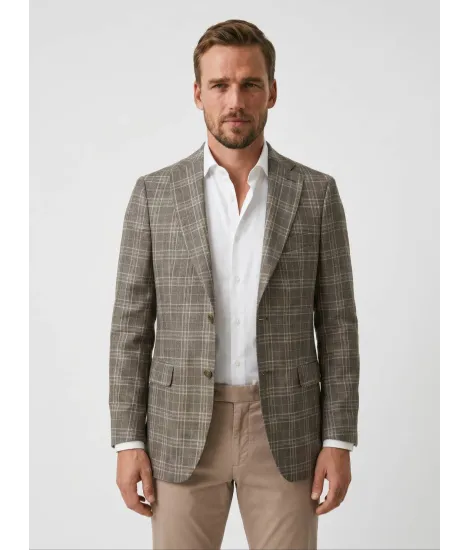Camel Check Wool Blazer | JOHN TWEED TAILORED 2