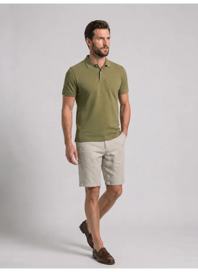 Camel Linen Shorts | John Tweed Tailored