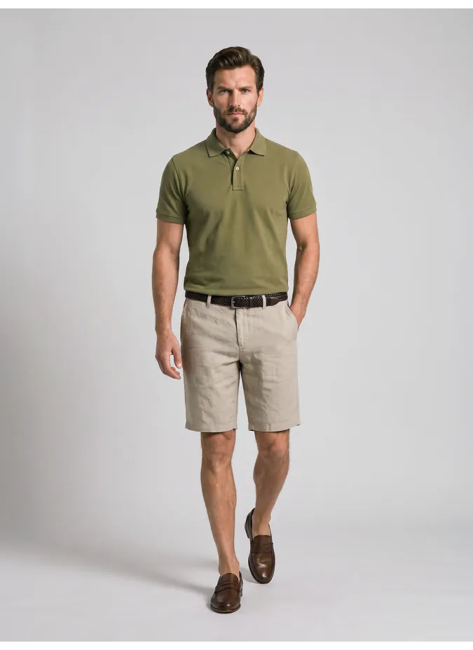 Bermuda de Linho Camel | John Tweed Tailored