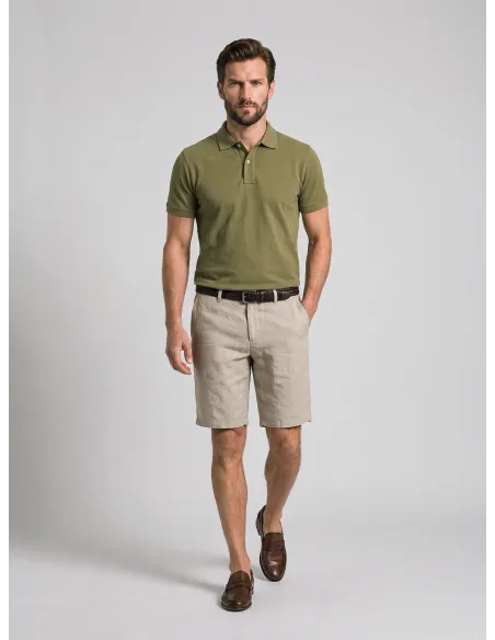 Bermuda de Lino Camel | John Tweed Tailored